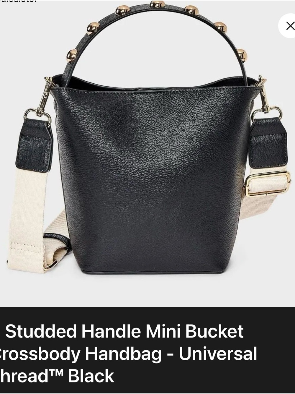 Universal Thread Black Mini Bucket Shoulder Bag with Cream Strap